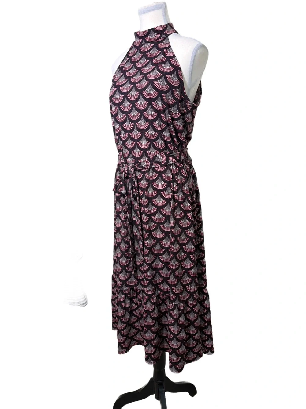 Michael Kors Sleeveless Pink & Black Patterned Maxi Dress